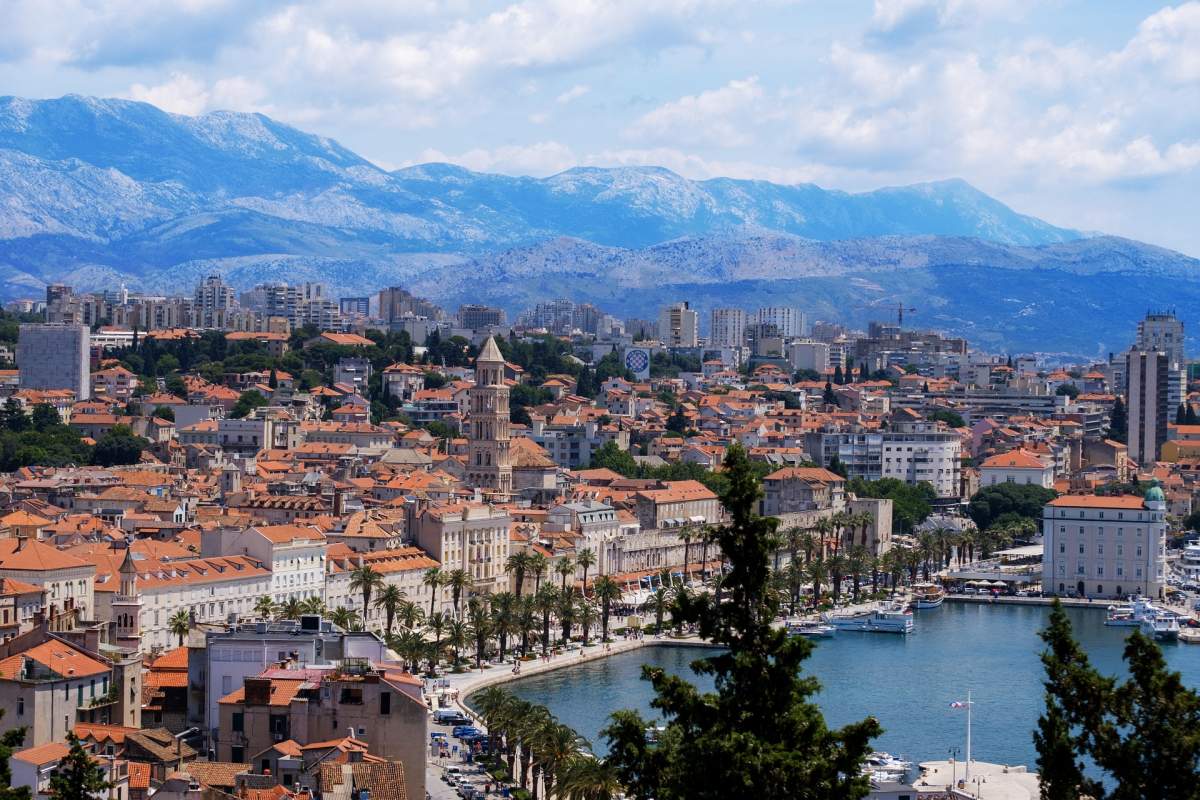 Bird view of Split and it's famous riviera by day